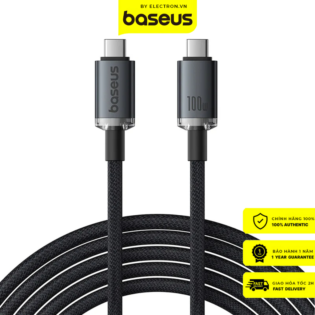 สาย Baseus C to C USB 3.2 ความเร็ว 20Gbps รองรับ 60Hz ความจุ 100W สําหรับ IP 15, Mac