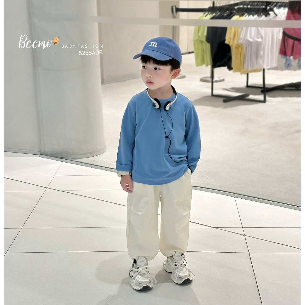 เสื้อยืดแขนยาว BEAOMO ผ้าคอตตอนเนื้อนุ่ม หลากสี สําหรับเด็กผู้ชายไปโรงเรียนและเล่นอย่างสบายใจ 5258AD