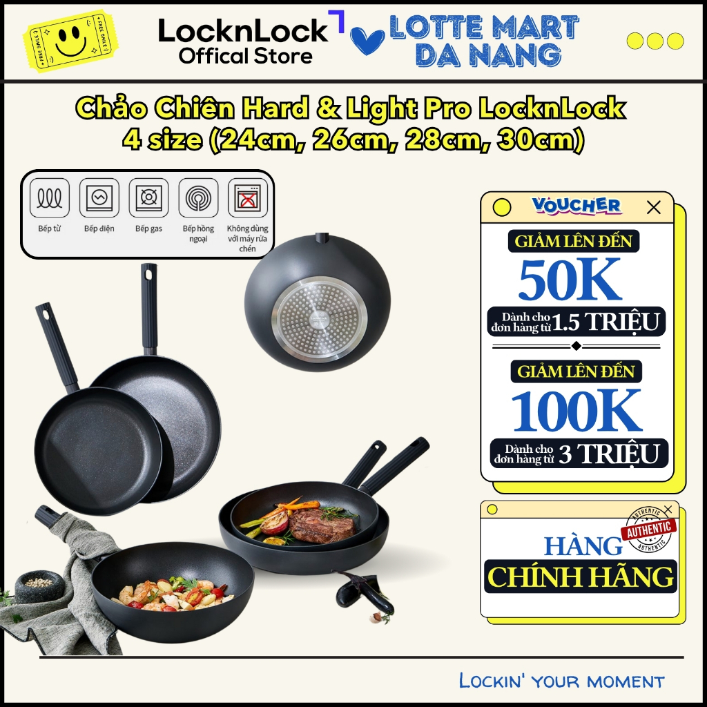 Hard & Light Pro LocknLock กระทะก้นลึกไม่ติดกระทะ 4 ขนาด - LocknLock Da Nang