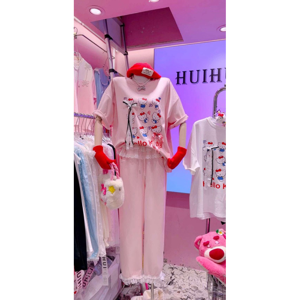 เสื้อยืด newtag HUI HUI ของแท้ สีชมพู