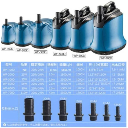 ปั๊มจุ่มดูดด้านล่าง 360 องศา วิ่งได้อย่างราบรื่น จํากัดเสียงรบกวน SOBO WP-100D, WP-200D, WP-300D, WP