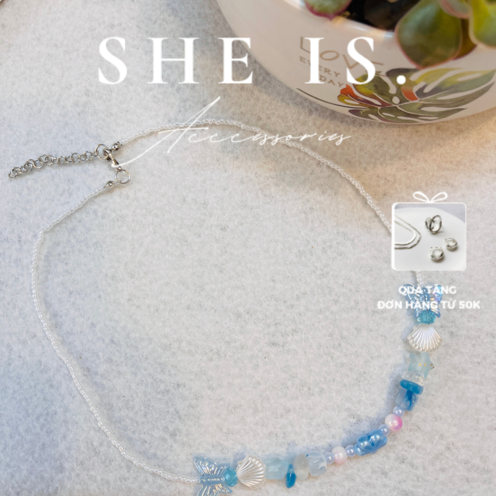 Azure Bliss สร้อยคอชาร์มผู้หญิงสไตล์โบฮีเมียนสีน้ําเงิน | เธอคือ อุปกรณ์เสริม - BH09