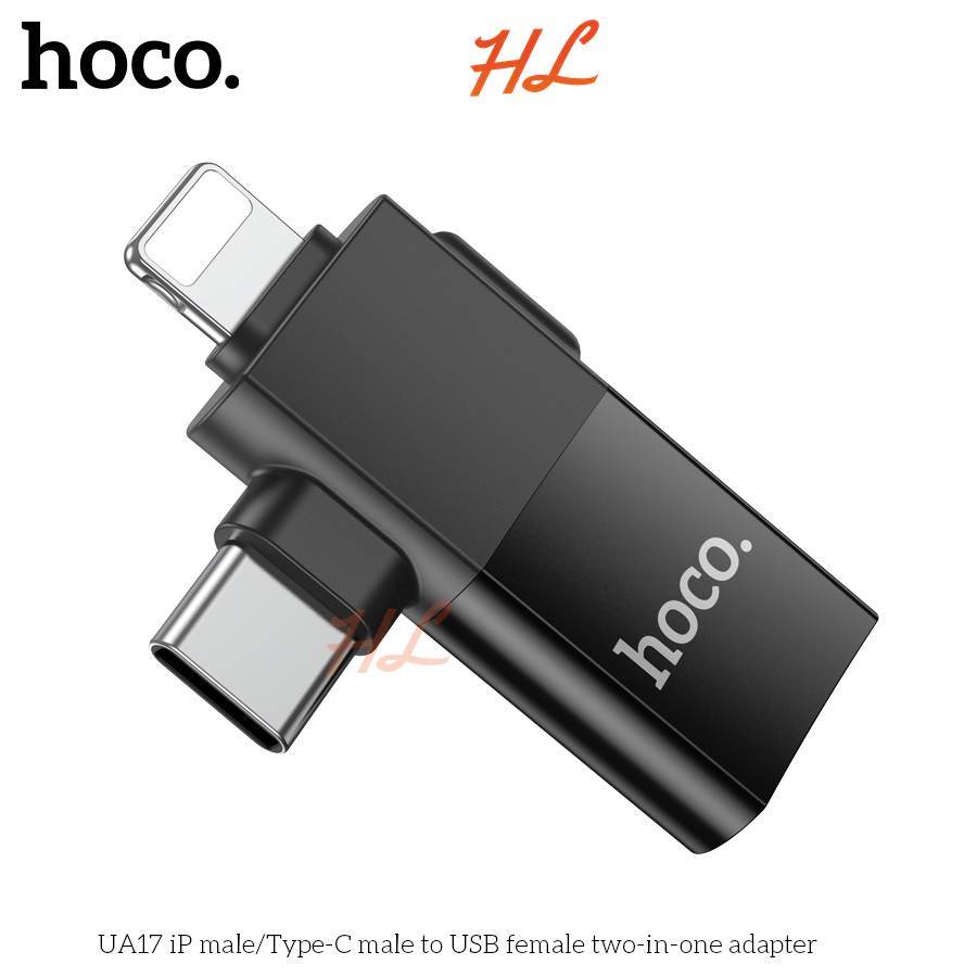 Hoco UA17 2 in 1 Adapter - IP to USB หรือ Type C เป็น USB - - HUNGLONGPC