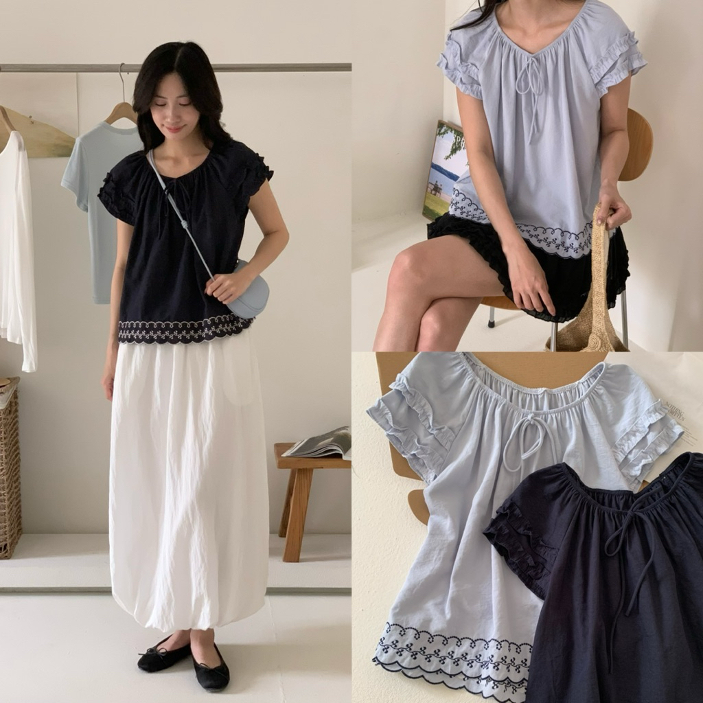 NUTCLOSET - เสื้อเชิ้ตแขนระบายปักลาย 84301_A2229