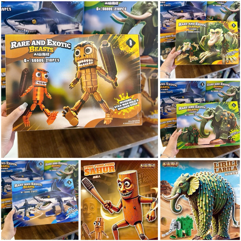 Sahur Tung Tung Tung Model Assembly Toy, Trralero Tralala 210-230pcs, Hot Mini Sahur Tung Assembly ห