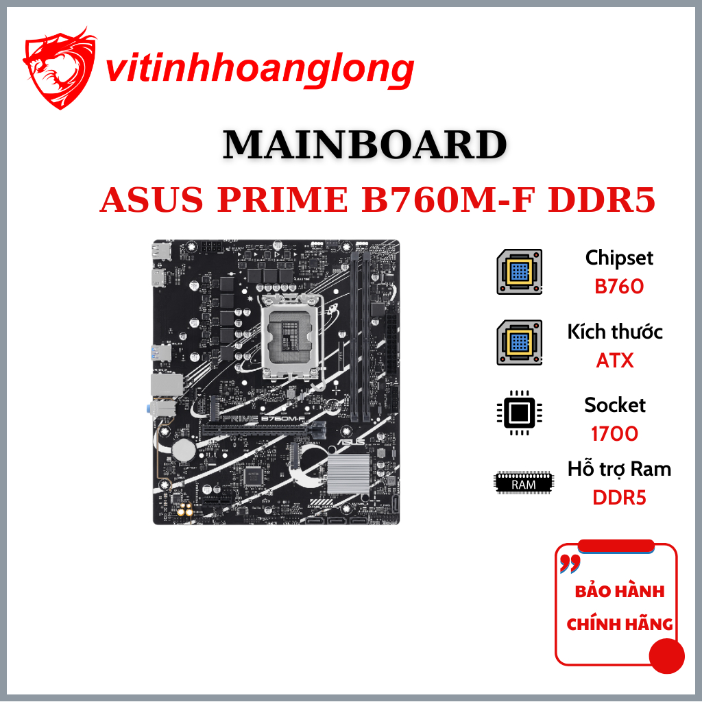 เมนบอร์ด ASUS Prime B760M-F D5 - 36 เดือน