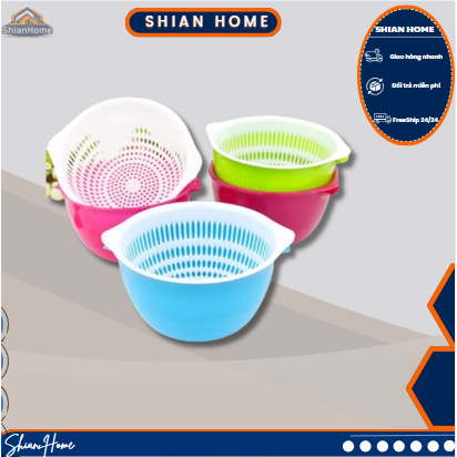 (SET 2 VH BASKET - BRASS SET WITH SMALL SIZE BASKET SUN H VI HUNG) ชุดตะกร้าพลาสติกทรงกลม  T4 P27 A0
