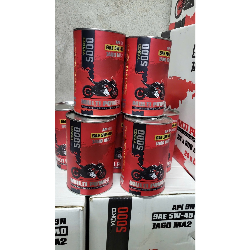 [GENUINE] YOKO 5000 5w40 SN น้ํามันหล่อลื่นมอเตอร์ไซค์ (ROND CAN) 1L, 800ml