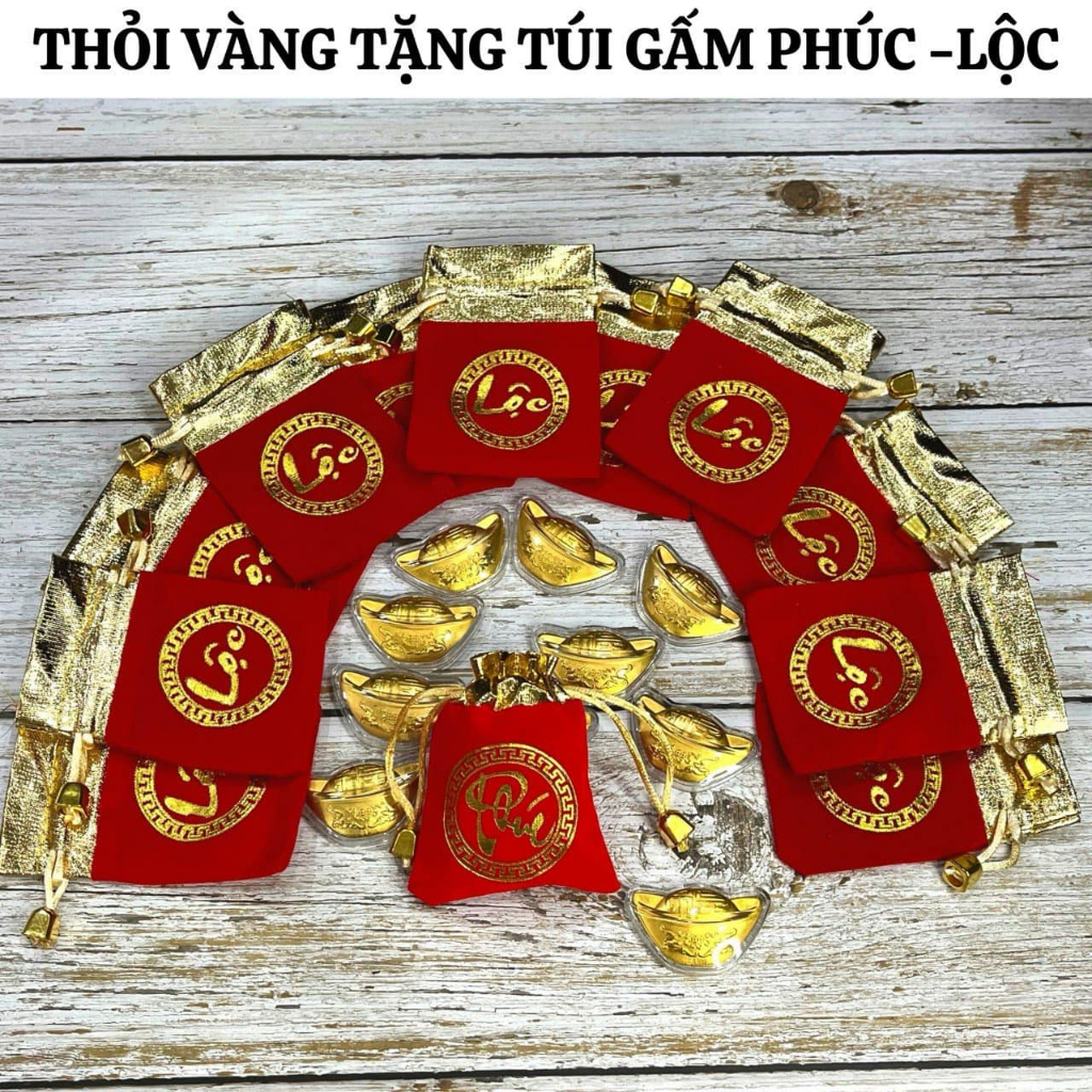 Gold-plated God of Wealth Gold Bar with Brocade Bag of Fortune, Great Vip Gift for God of Wealth Day