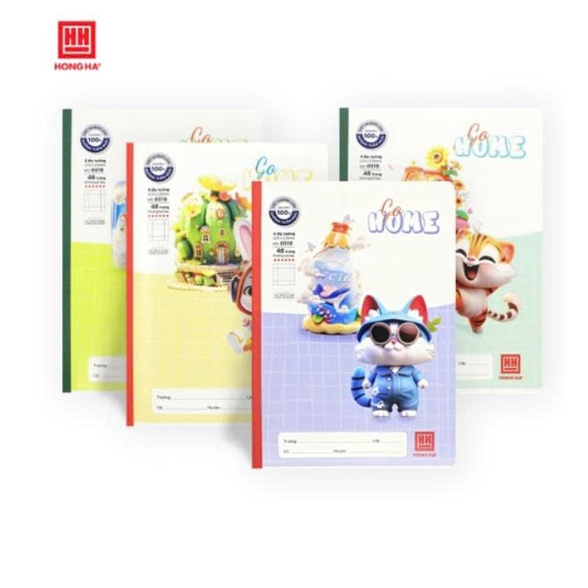 [10 เล่ม] โน๊ตบุ๊ค 4 เหลี่ยม 48 หน้า School Go Home Hong Ha - 0518 VPP Nha Bong
