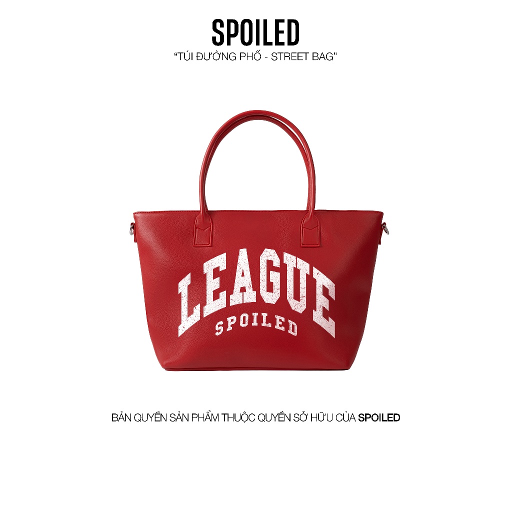 League Large SPOILED Tote Bag หนัง PU พรีเมี่ยม / แดง