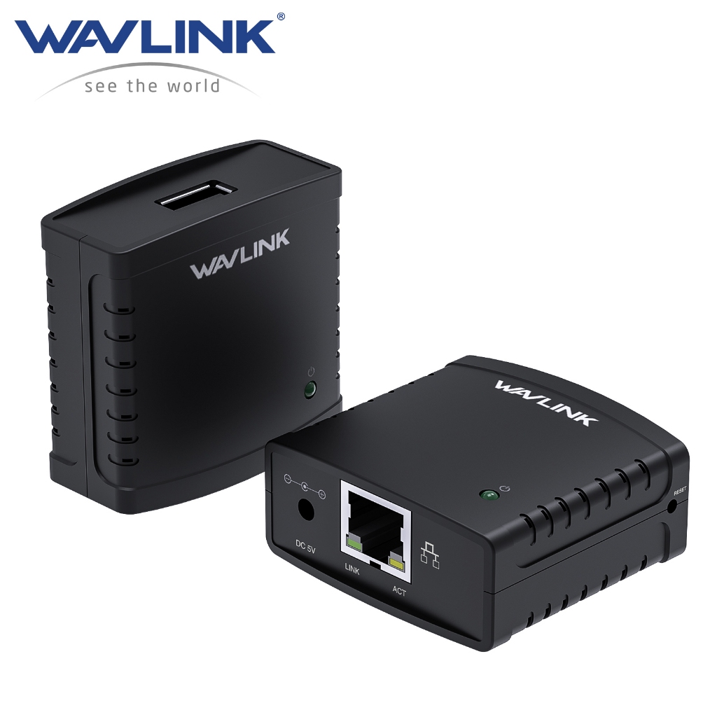 Wavlink USB Network Printer Server, Share Print ผ่าน LAN, LPR, 10/100Mbps, Win/Mac, ไม่ต้องไดร์เวอร์