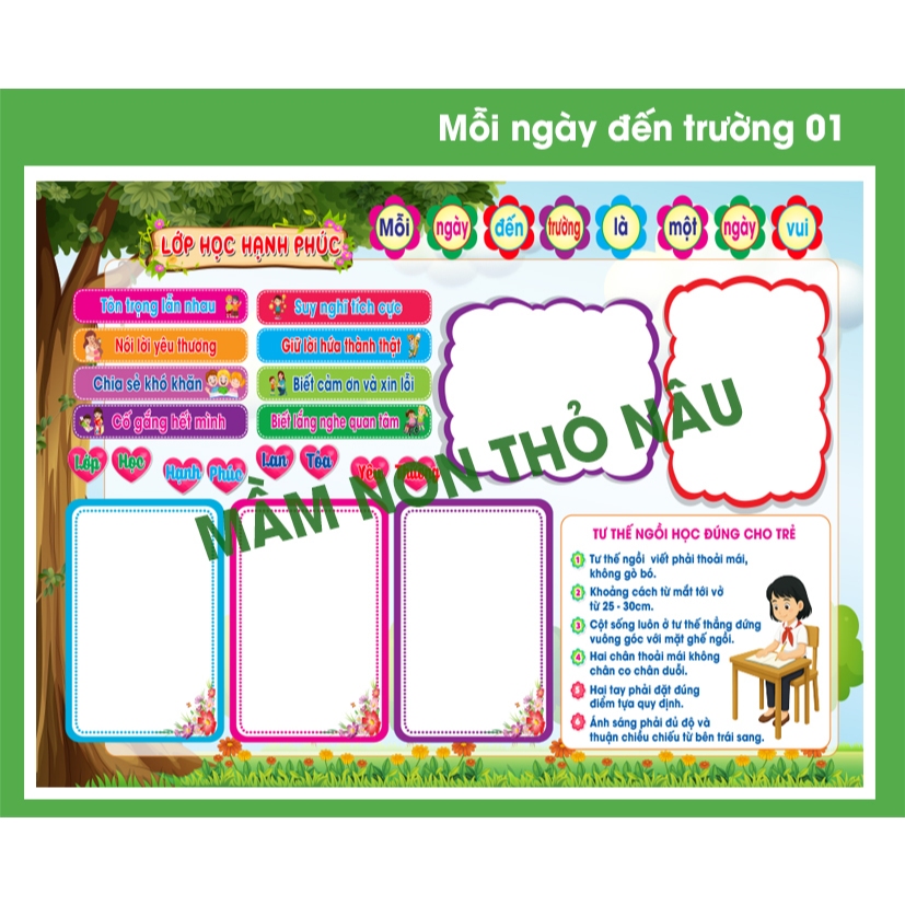 School Decorative Decal - Class News Board/ทุกวันไปโรงเรียนก็มีความสุข 01