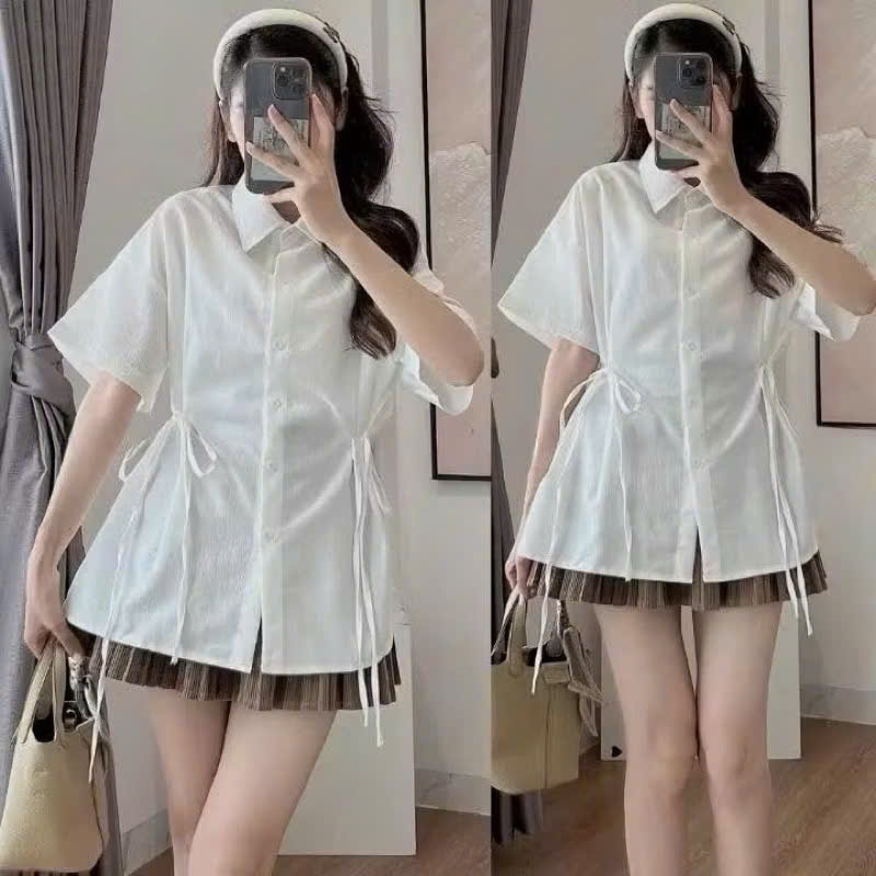 เสื้อเชิ้ตกํามะหยี่ทรงหลวมสีน้ําตาลสีเบจสุดฮอตสําหรับผู้ชายและผู้หญิง
