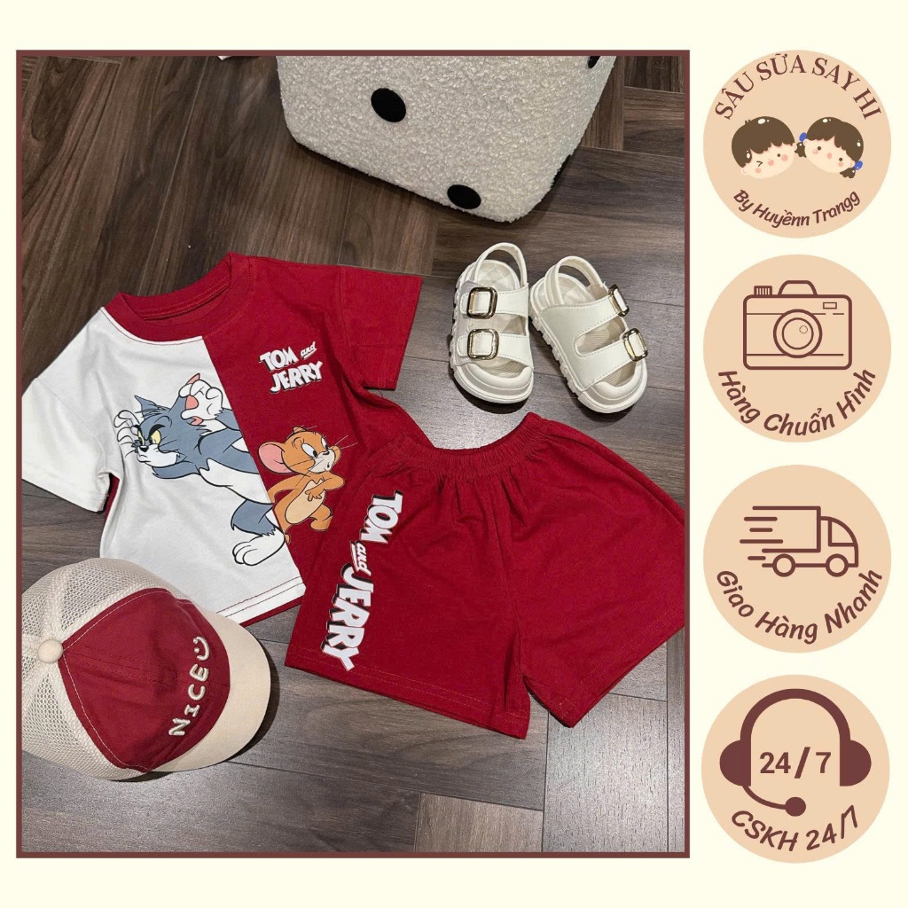 [FIRE - สินค้ามาตรฐาน TK] Tom & Jerry red tone Set สําหรับเด็กผู้ชาย - Hi Milk Worm - SS1337