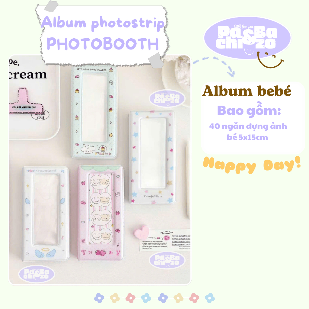 [Super Hot] Photobooth Album Pachi&Bazo ถือ 40 รูปภาพ 4 ตัดแนวตั้ง - สําหรับ GenZ