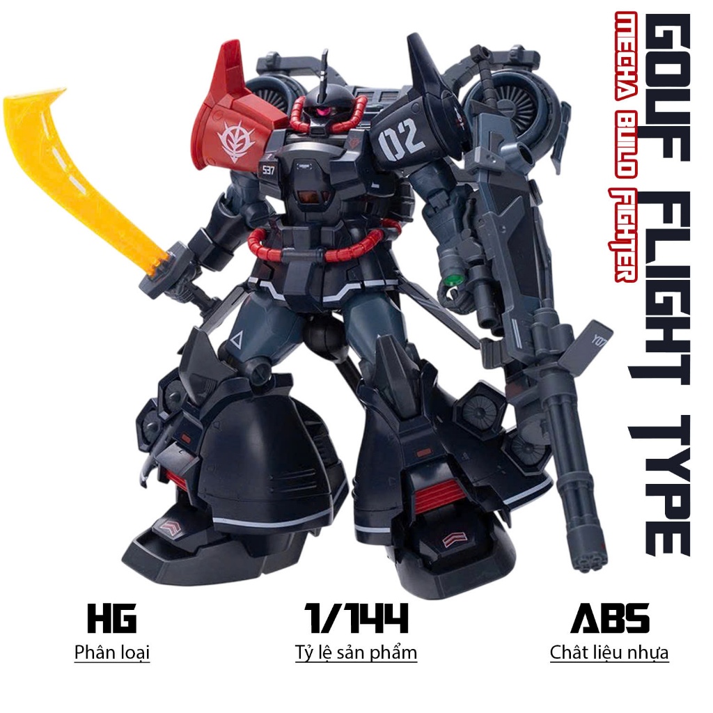 HG Gouf Flight Type Model (Black Custom), 1/144 Mecha, Plastic Assembly Toy