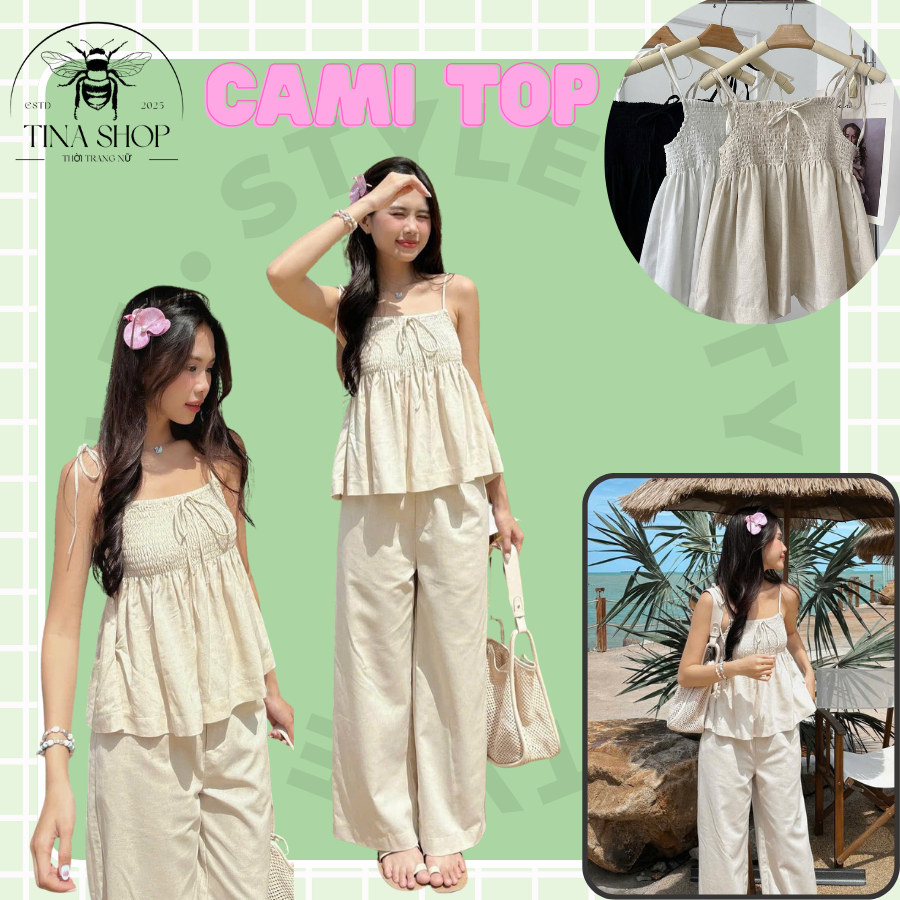 CAMI TOP - LIGHT FLAWED BABY DOLL 2-STRING DRESS - TINA SHOP