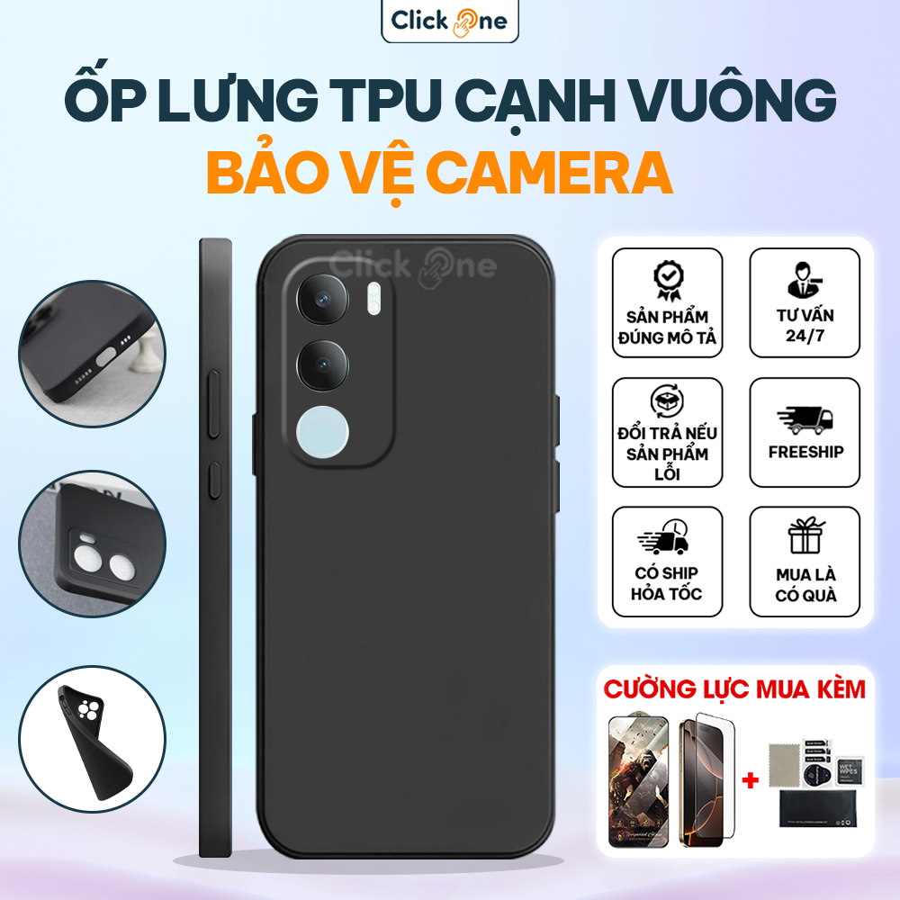 เคสป้องกันการเปรอะเปื้อน Vivo Y19S TPU ขอบสี่เหลี่ยม ป้องกันกล้อง | เคส TPU ป้องกันสิ่งสกปรก