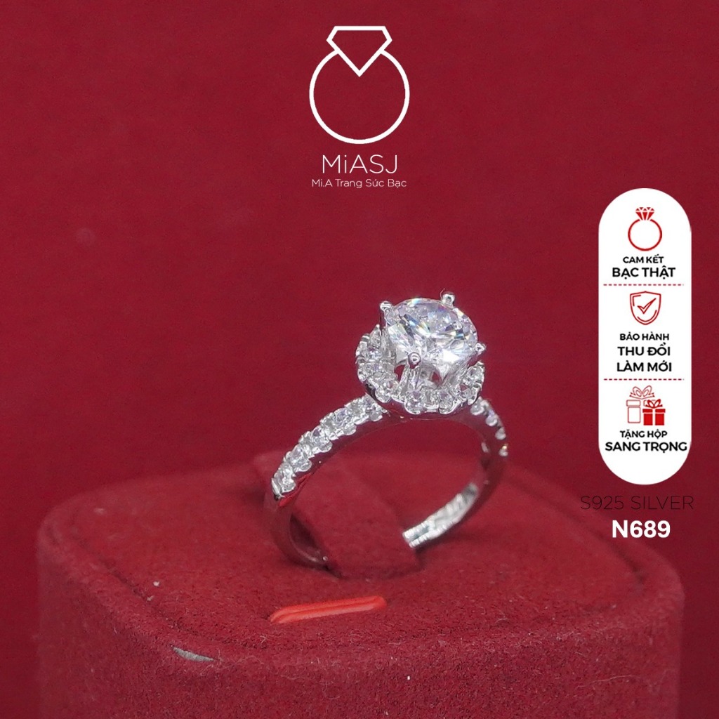 S925 แหวนเงินอิตาลีขอบกลึง N689 - MiA SJ