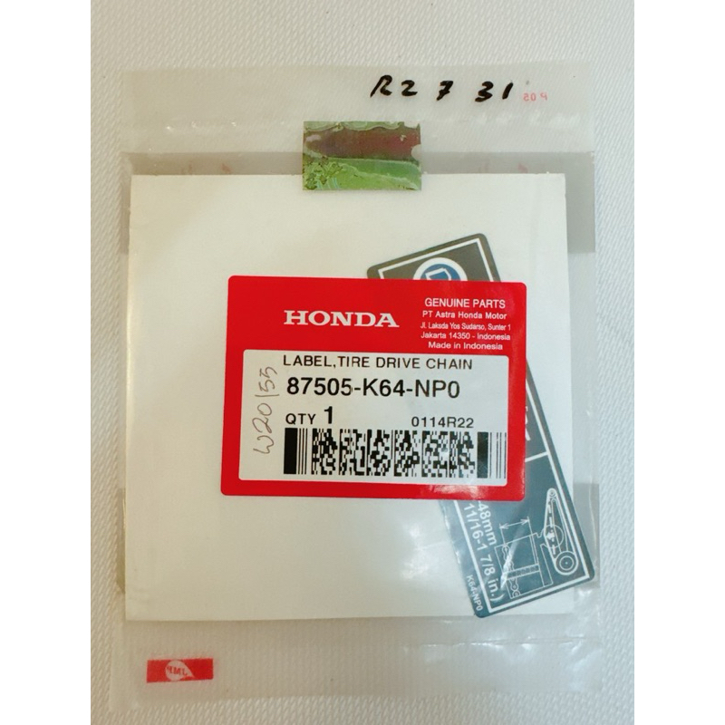 CBR 250 RR-; โซ่ SPRING SPECIFICATIONS STAMP