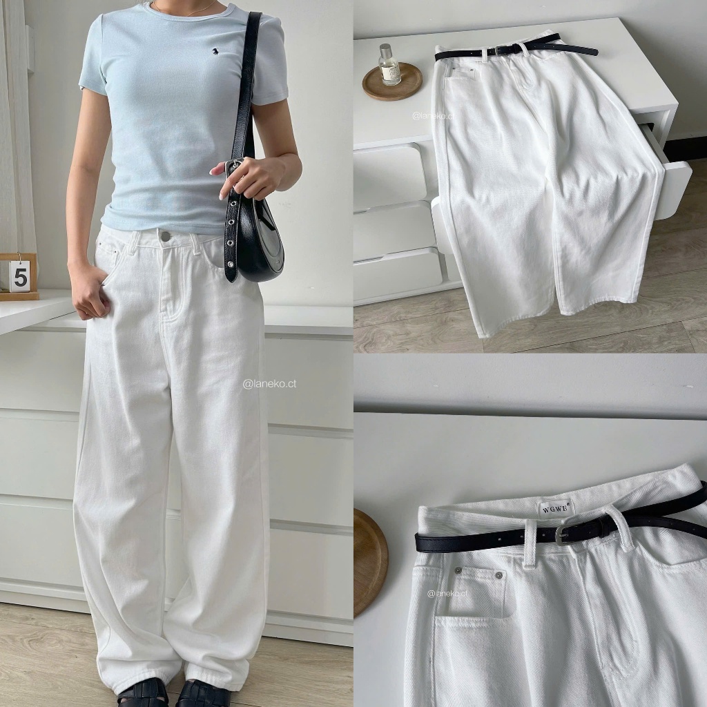 กางเกงยีนส์สีขาว WG.WE 7714 Laneko
