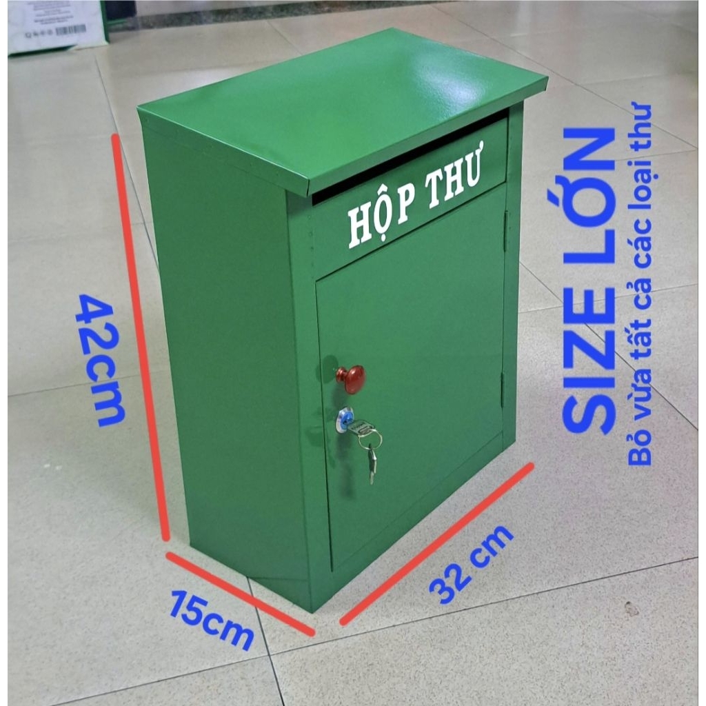 LARGE SIZE LETTER BOX KT สีเขียว (สูง 42x32x15cm) เหมาะกับกระดาษ A4 SIZE