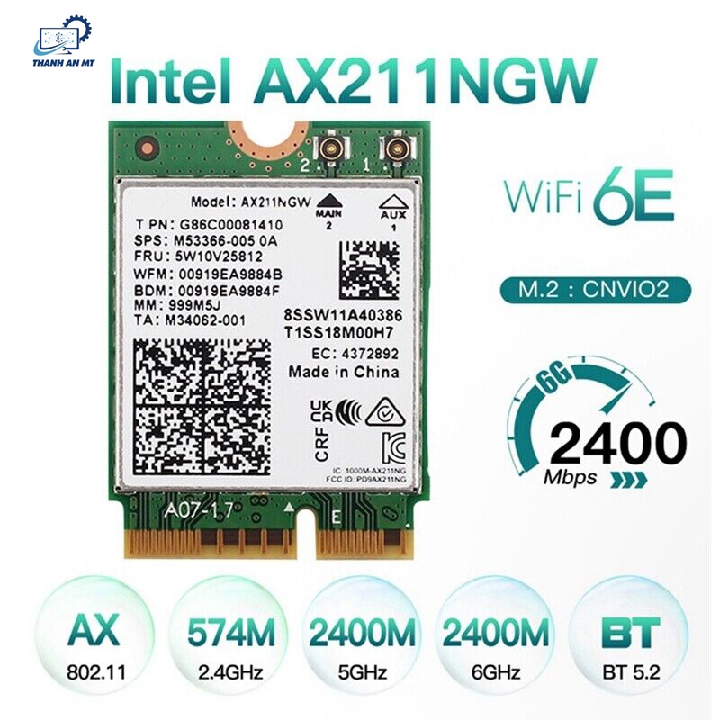 Wifi 6E การ์ด Intel AX 211 M2 Cnvio2 3-band 2.4-5-6GHz Bluetooh 5.3 สําหรับ CPU 12th ใหม่ของแท้