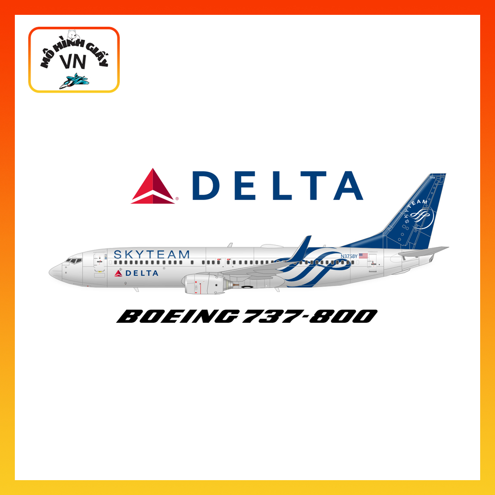 โบอิ้ง 737-800 Delta Assembly Paper รุ่น (Skyteam Livery) - MohinhgiayVN