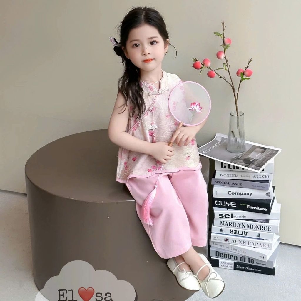 เสื้อผ้าเด็กผู้หญิง - SILK SET สําหรับ GIRLS จาก 1-8 YEARS OLD FOM 10-30KG-THAOZINKIDS