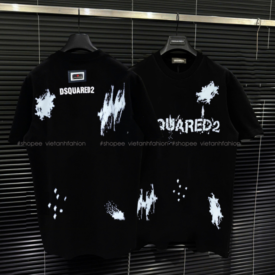 เสื้อยืดคอกลมและแขนเสื้อ Dsq สีและแขน เสื้อยืดคอกลมสี dsq ทั้งสองด้าน รุ่น street boy ล่าสุด โลโก้เห