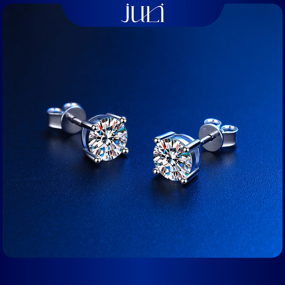 ต่างหูเพชร 1 กะรัต | เงินอิตาลีชุบทอง 100% | หรูหราสวมใส่บนผิวกระจ่างใส | ตลอดไป | KT9018 JULI