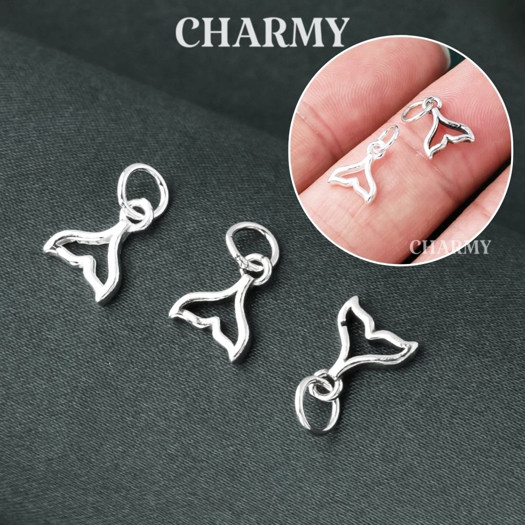 สัตว์แขวนธรรมดา Charm CBN630, 925 Sterling Silver - หางปลาวาฬ, สร้อยข้อมือ DIY และเครื่องประดับสร้อย