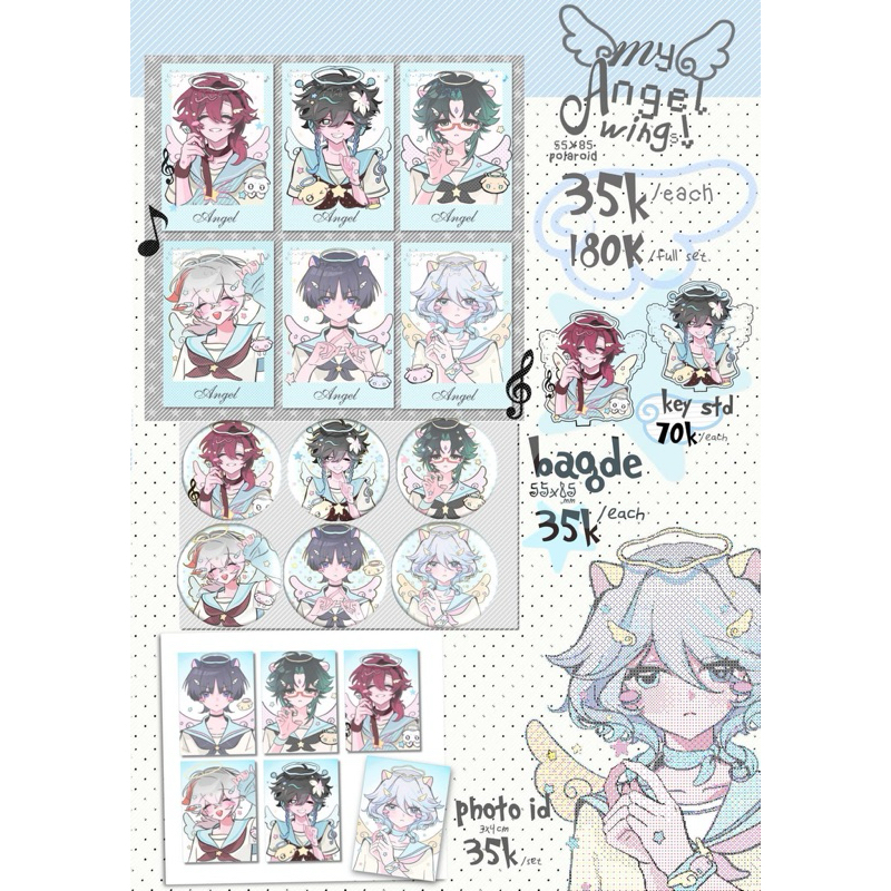 Angel Wings Genshin Impact Set (badge, pola, standee, id photo)