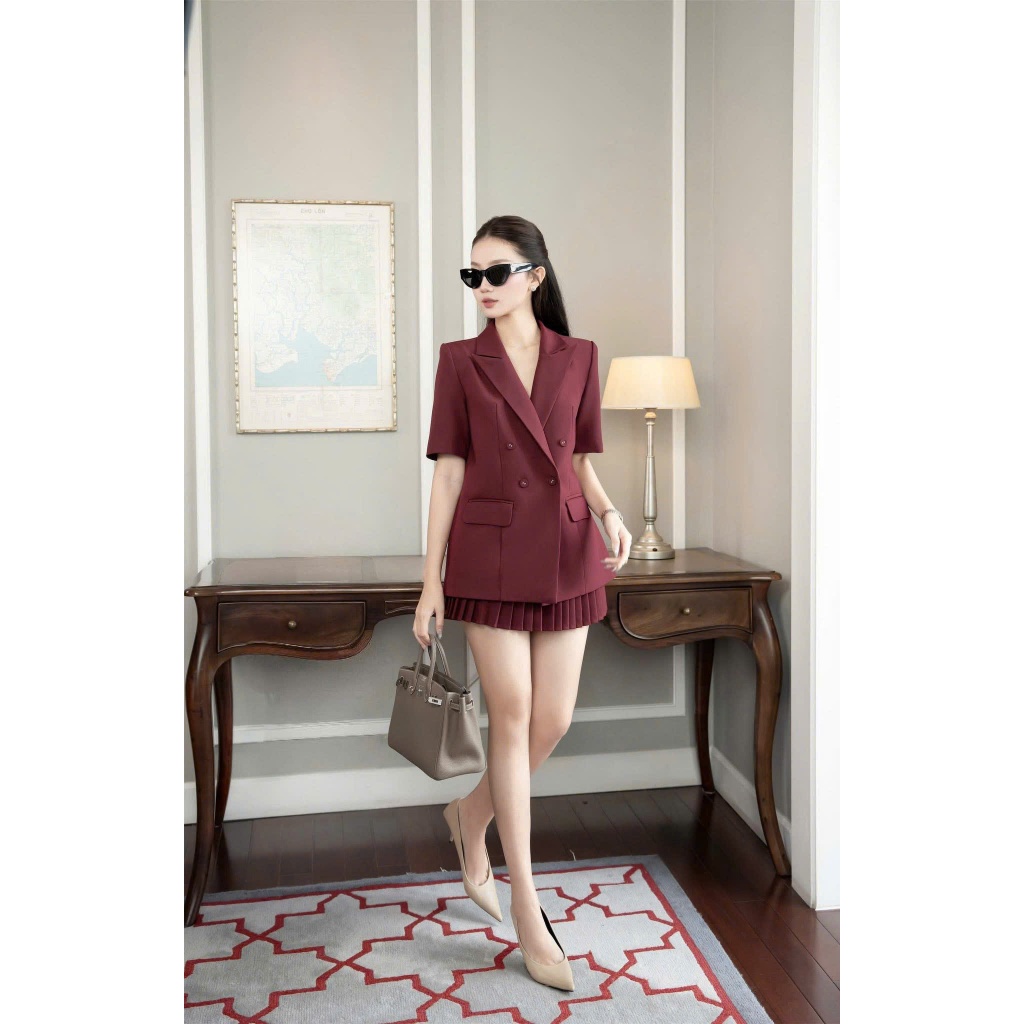 LYNCHIC- OFFICE BLAZER VEST SET 3 สี ดํา ขาว แดง