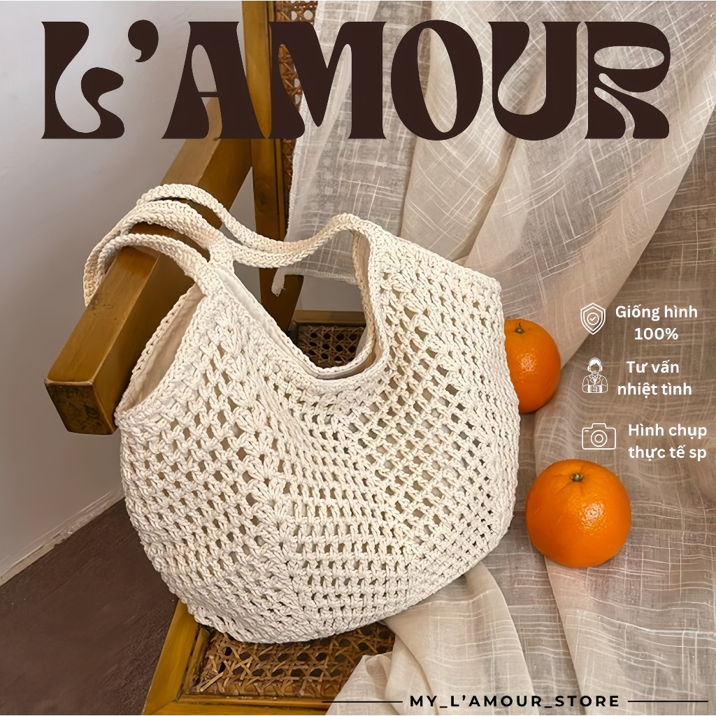 กระเป๋าสะพายไหล่ผ้าฝ้ายแบบมือถือหลวมสไตล์เกาหลีเหมาะสําหรับชายหาด - Teris Totebag