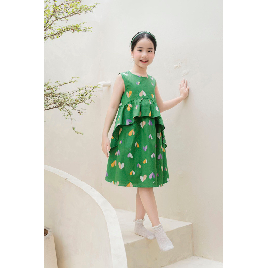 Leah - Leah babydoll ชุดเดรสเด็กผู้หญิงดีไซน์รูปรักแร้บานน่ารัก สําหรับ 3,4,5,6,7,8,9,10 ปี - Valent