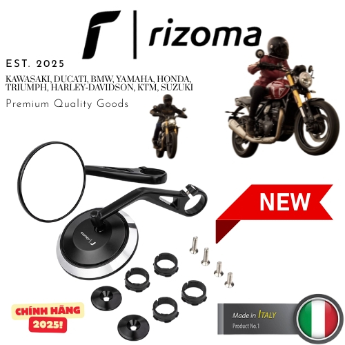 RIZOMA CNC ROUND MIRROR WITH HUMP HEAD – CAFE RACER / RETRO / CLASSIC / SCRAMLER R23 STYLE