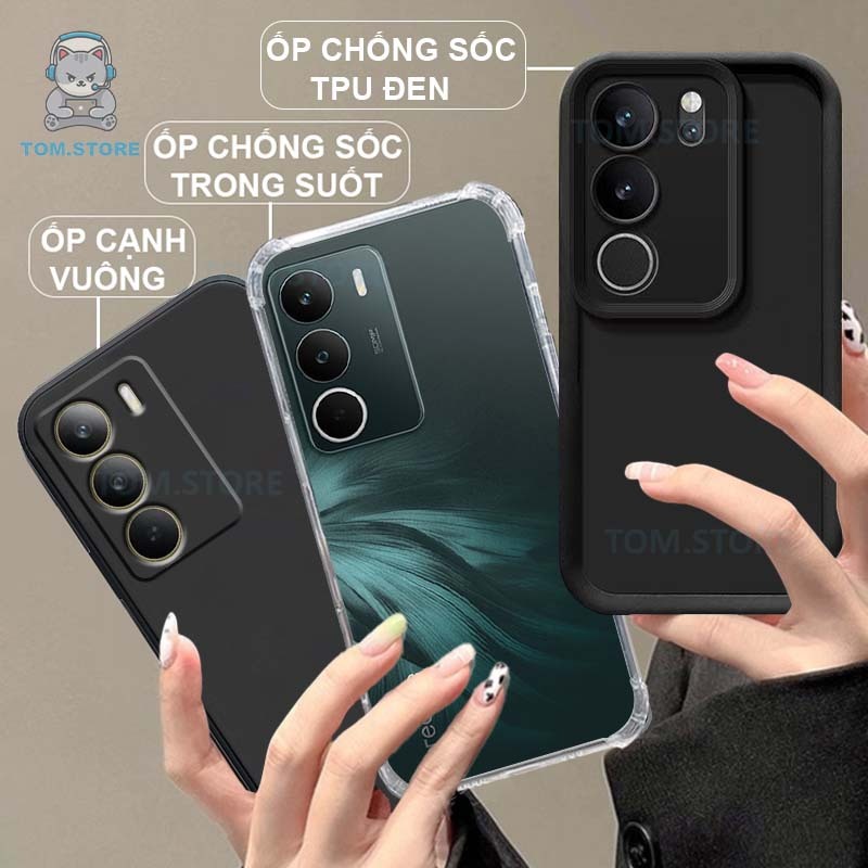 Realme C71,C75,C75x เคสกันกระแทก สีดํา, ครีม, ขอบสี่เหลี่ยม TPU, เคสกันกระแทกซิลิโคนใส