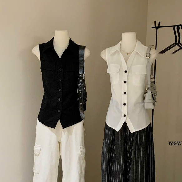 WGWE• เสื้อรักแร้มีกระเป๋าอก 6111 wgwe สินค้า QC ไซส์ SM