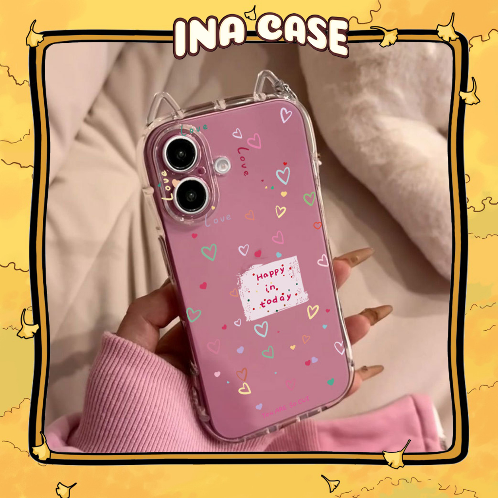 Happy In Today Cat Ear iphone Case 17promax/ 17pro/ 17air/ 17/ 16promax/ 16pro/ 16plus/ 16/ 15promax