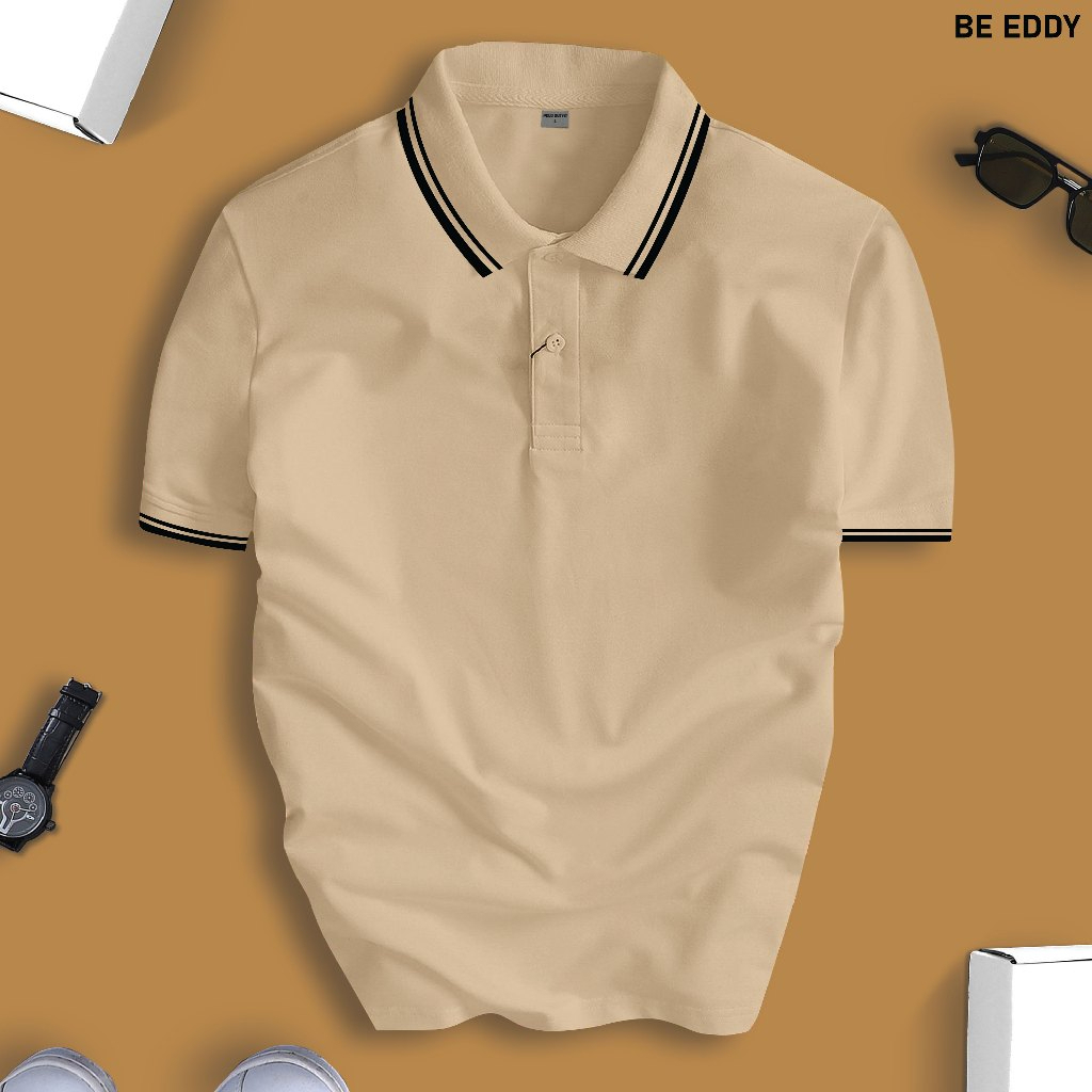 Eddy Mens Polo T-shirt คอปก หรูหราและสง่างาม CVC หนังจระเข้