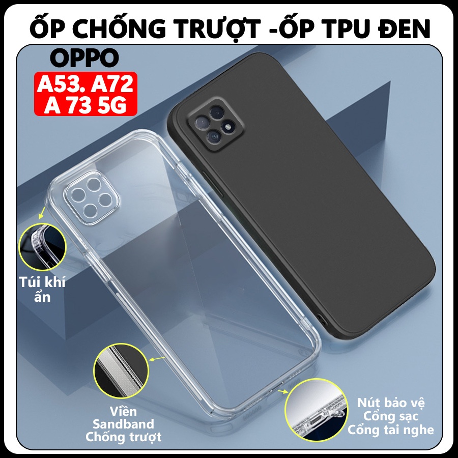 เคส OPPO A73 5G, A72, A53 5G กันลื่น, กันกระแทก, โปร่งใส, ป้องกันกล้อง.เคสด้านบน
