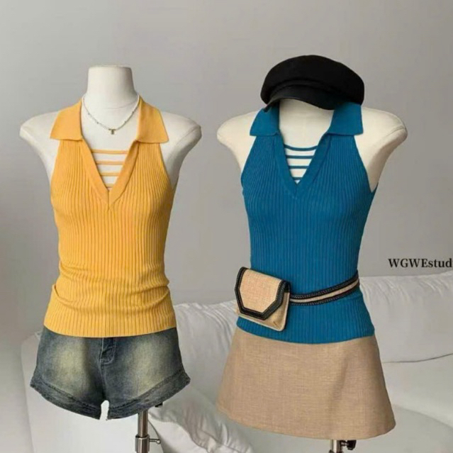 WGWE• สเวตเตอร์โปโล mtg อ่อนเยาว์ คล้องคอ 6257 wgwe สินค้า QC ฟรีไซส์