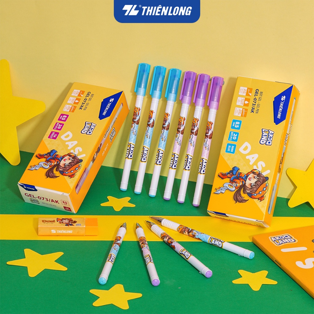 Combo 10 ปากกาเจล Akooland Dasi Thien Long GEL-073/AK - หมึกแห้งเร็วเป็นพิเศษ