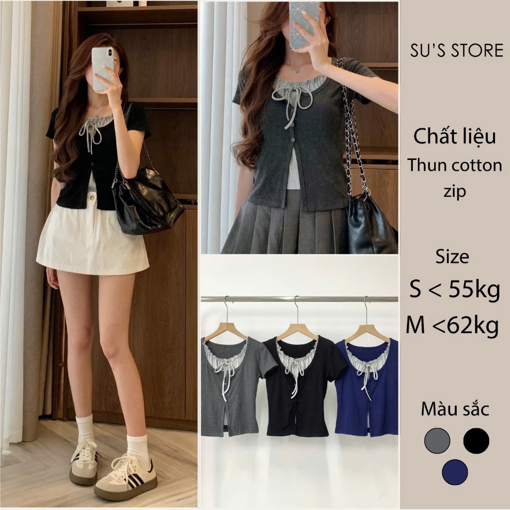 Susstore A3058 เสื้อยืดคอปกแฟชั่นสตรี