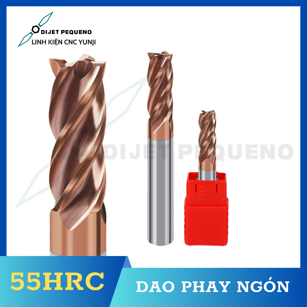 [D1-D4] ดอกเอ็นมิลล์ 2F, 4F 55HRC เคลือบนาโนทองแดง