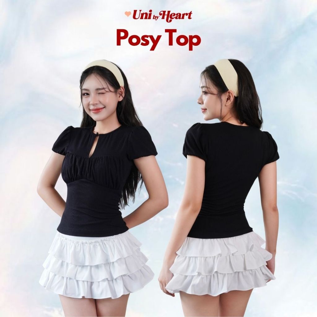 Posy Top CT007 เสื้อยืดแขนสั้นคอกลมทรงหยดน้ํา ดีไซน์อ่อนเยาว์ - Uni By Heart