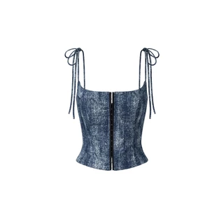 เสื้อซิปหน้าผ้ายีนส์ฟอกสีน้ําเงิน 2-Strap - HOO DESIGN