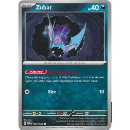 [การ์ดโปเกมอน TCG] Zubat - 041/165 - ทั่วไป